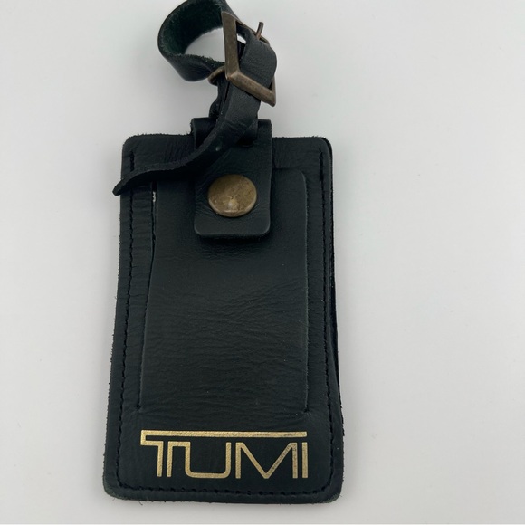 Tumi Hunter Green Leather Luggage ID Name Tag Vintage Accessories - Picture 2 of 16